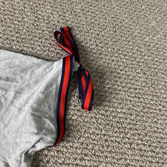 Ivoire Womens T-Shirt Size Medium Gray Tie Cuffs Short Sleeves V-Neck Pullover - Picture 2 of 10